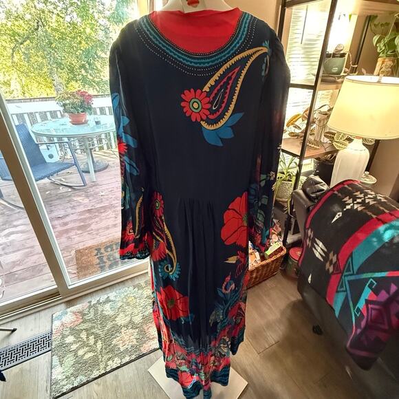 NWT FARM Rio Blue Vintage Forest Dress Printed Blue Silky Viscose Size XL - Picture 11 of 16